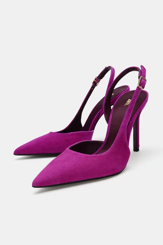 SUEDE SLINGBACK HIGH-HEEL SHOES – image 6