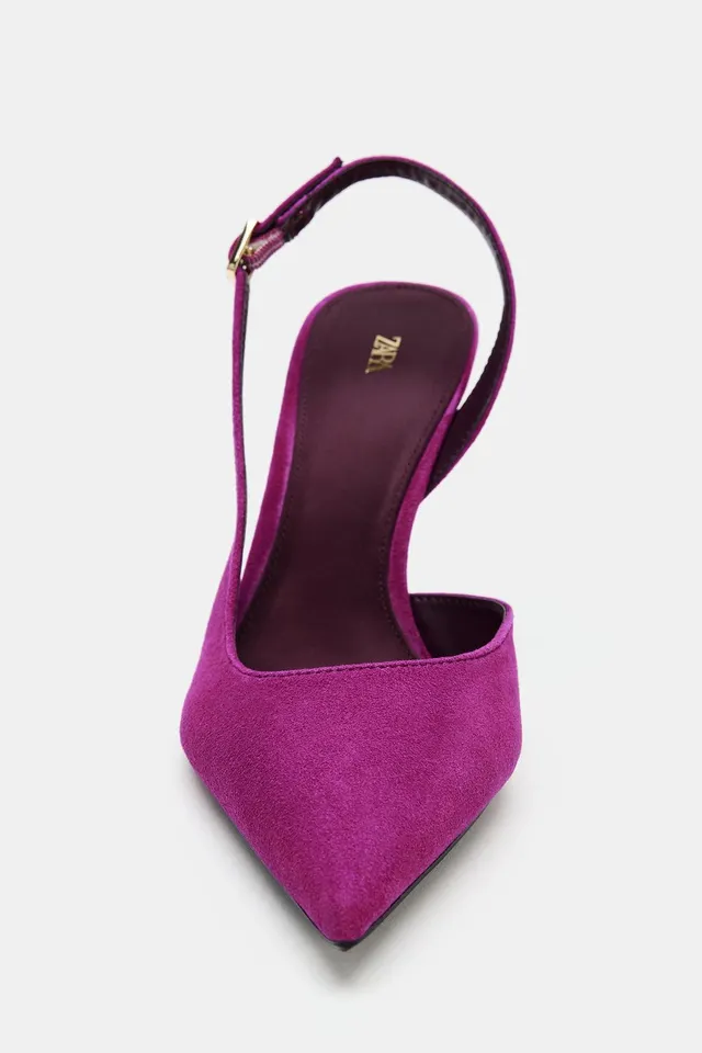 SUEDE SLINGBACK HIGH-HEEL SHOES – image 7