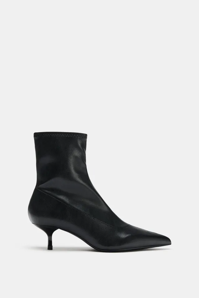 STRETCH KITTEN HEEL ANKLE BOOTS – image 3