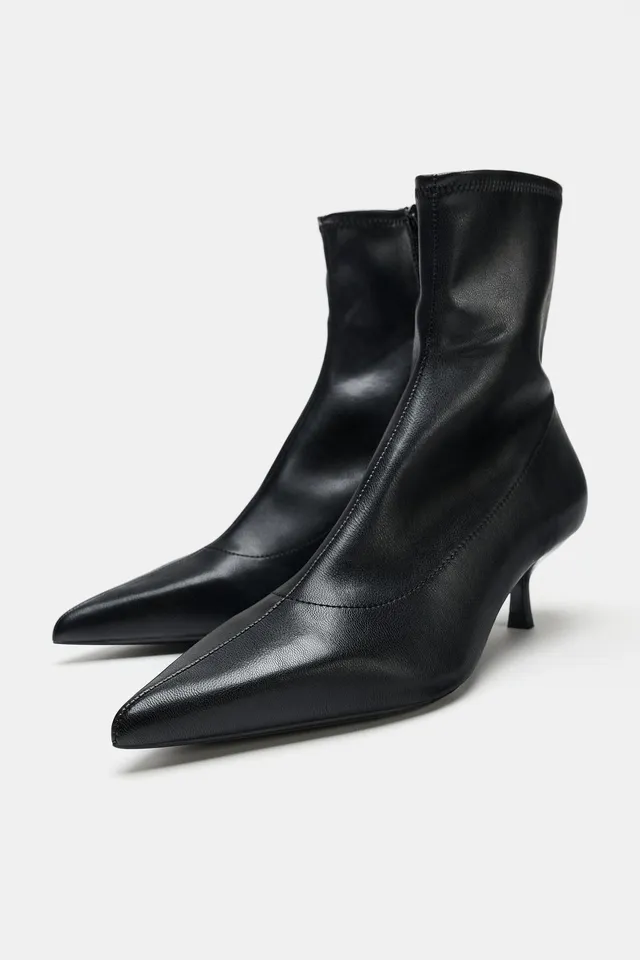 STRETCH KITTEN HEEL ANKLE BOOTS – image 4