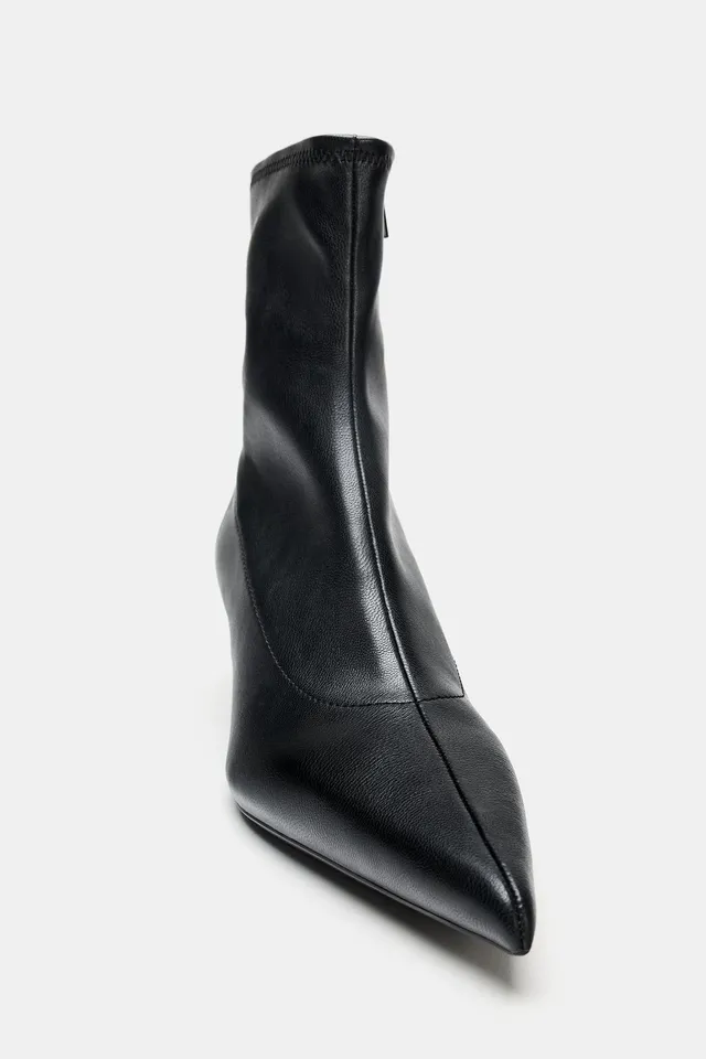 STRETCH KITTEN HEEL ANKLE BOOTS – image 5