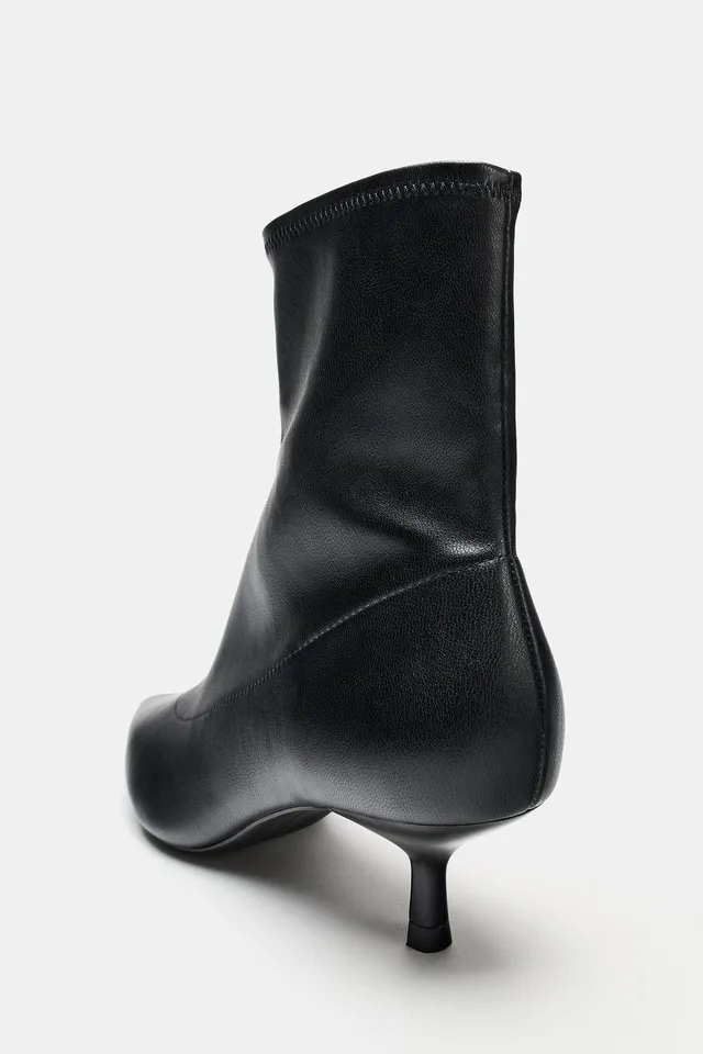 STRETCH KITTEN HEEL ANKLE BOOTS – image 6