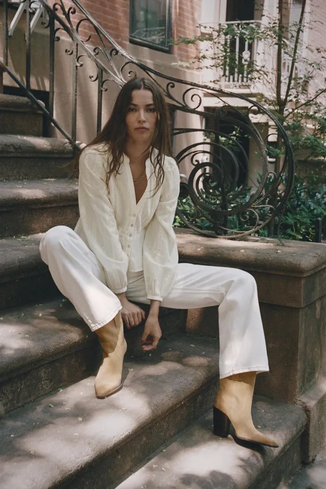SPLIT SUEDE COWBOY ANKLE BOOTS