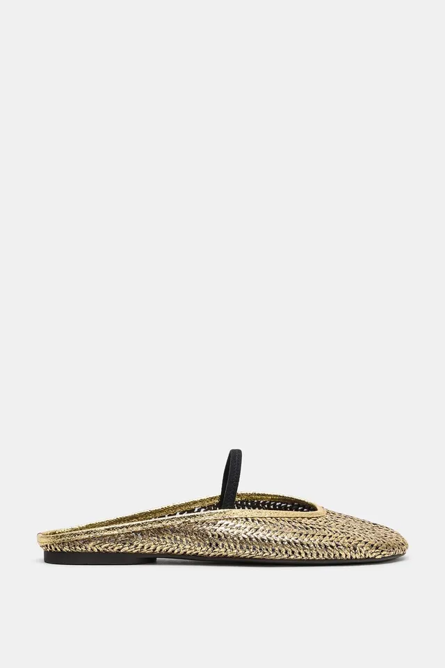 WOVEN METALLIC MULE BALLET FLATS – image 3