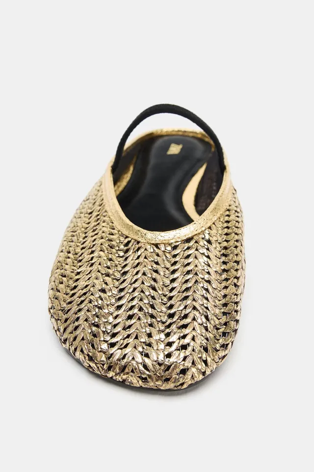 WOVEN METALLIC MULE BALLET FLATS – image 5