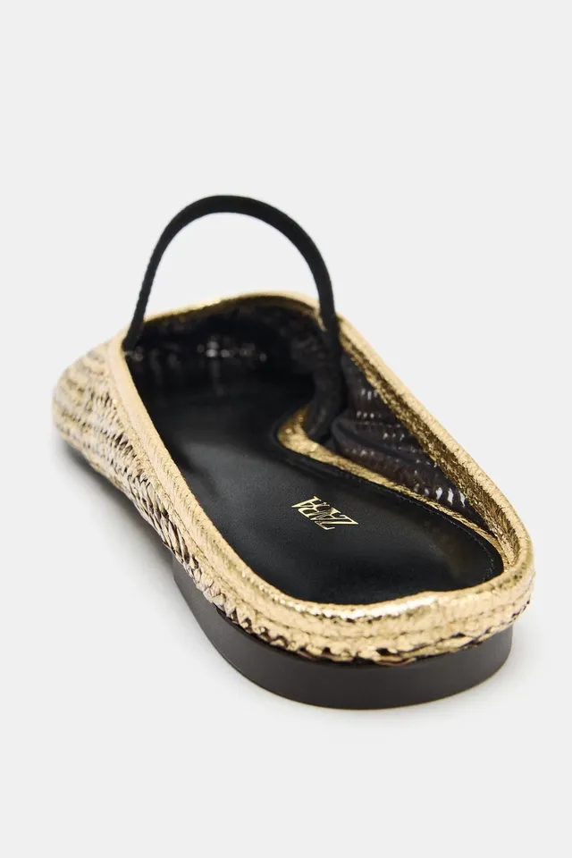 WOVEN METALLIC MULE BALLET FLATS – image 6