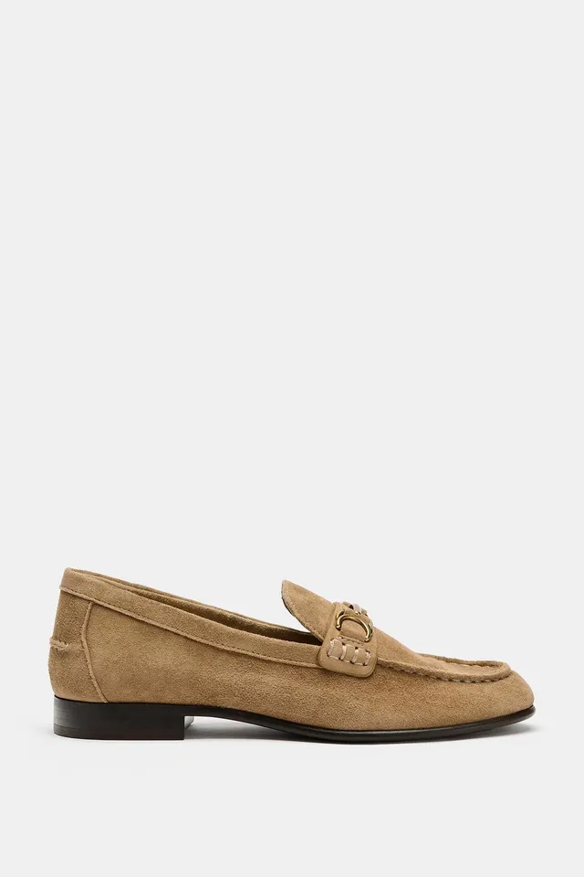 SUEDE LOAFERS WITH METAL APPLIQUÉ – image 3