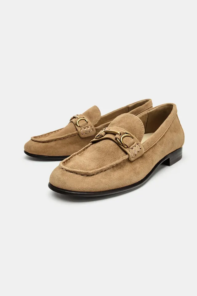 SUEDE LOAFERS WITH METAL APPLIQUÉ – image 4