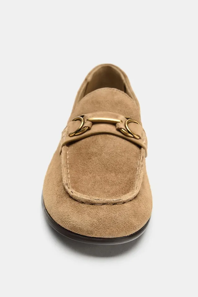 SUEDE LOAFERS WITH METAL APPLIQUÉ – image 5