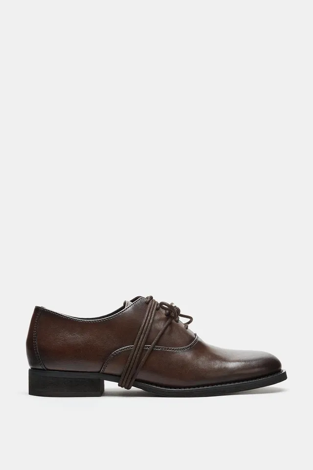LEATHER DERBY SHOES WITH LACES – image 6