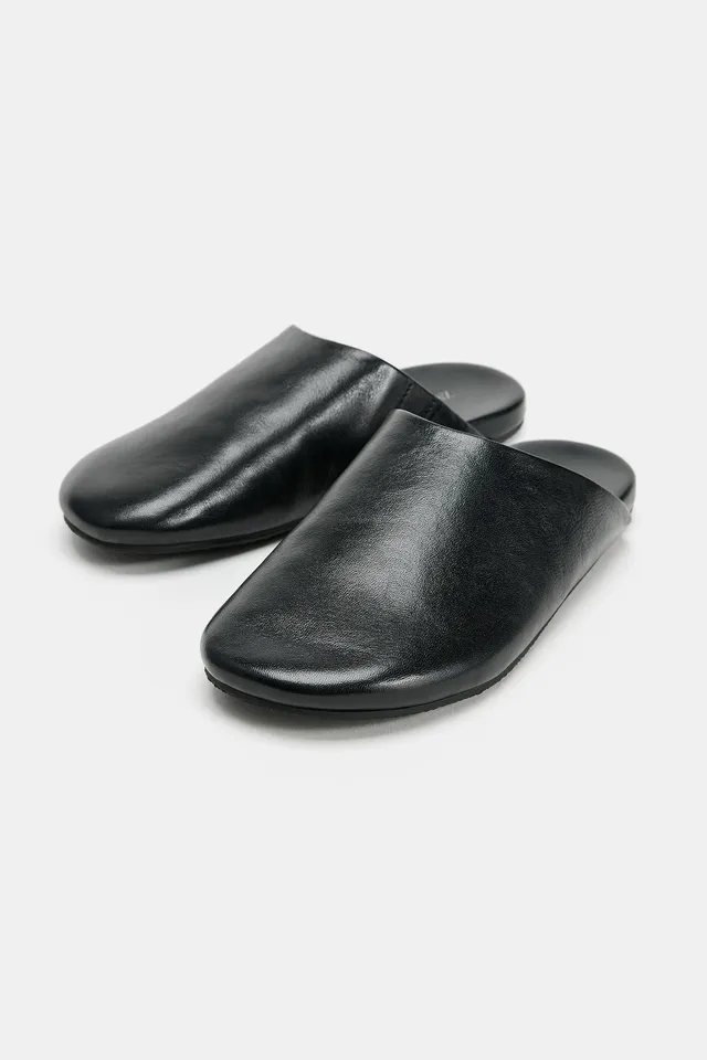 FLAT LEATHER MULES – image 3