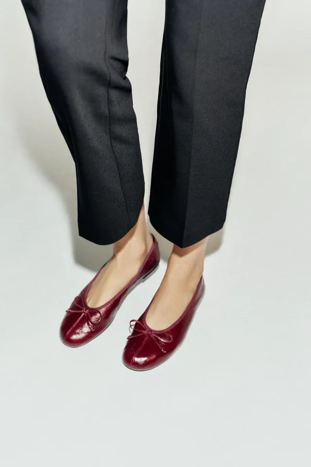 حذاء باليرينا جلدي بفيونكة – صورة 3