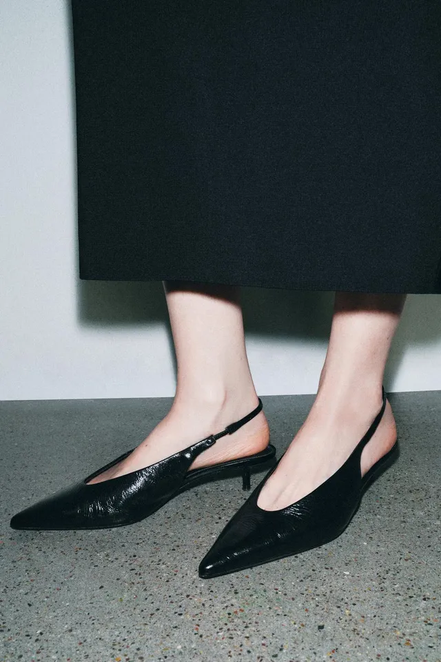 LEATHER SLINGBACK SHOES – صورة 2
