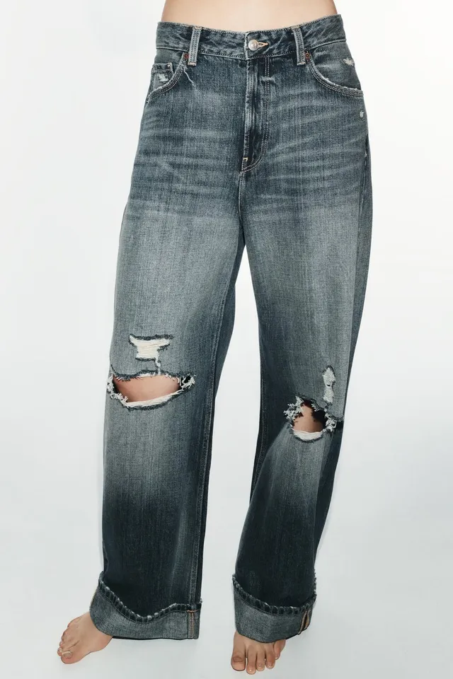 TRF BAGGY FOLDED FIT MID-WAIST RIPPED JEANS – image 2