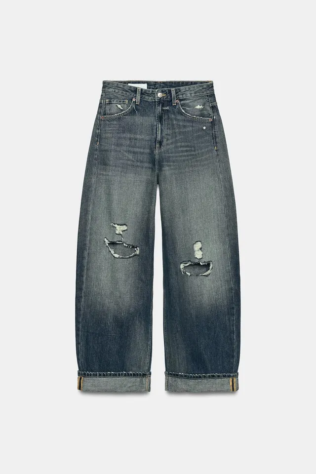 TRF BAGGY FOLDED FIT MID-WAIST RIPPED JEANS – image 8
