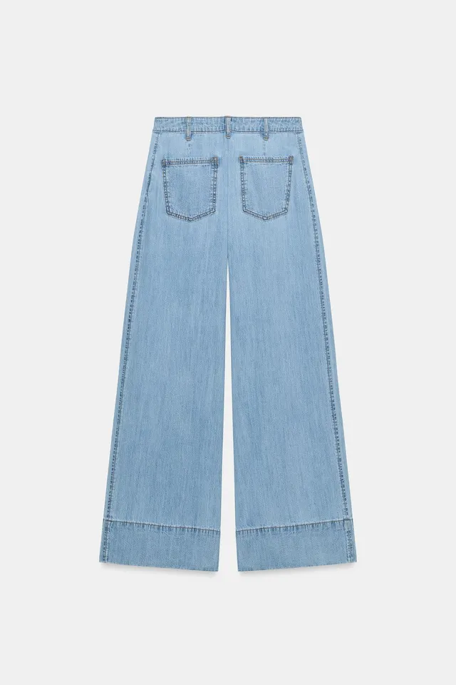 JEANS Z1975 WIDE LEG بخصر عالٍ وبنسات – صورة 7