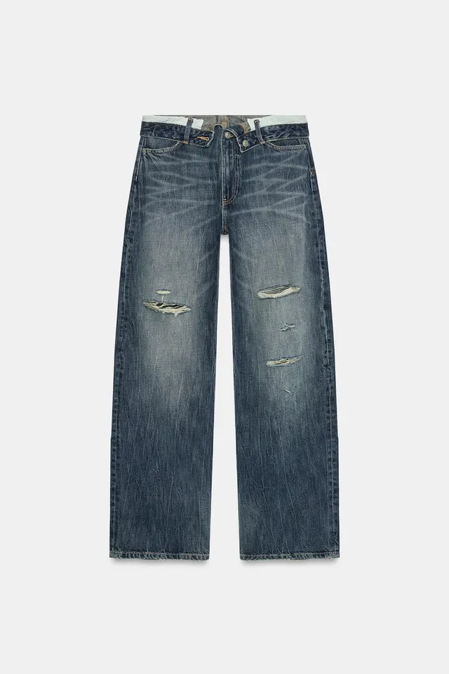 TRF RIPPED FOLDED-WAIST MID-WAIST JEANS – image 7