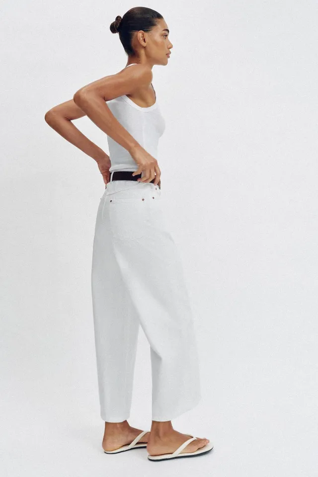 جينز WIDE LEG CROPPED خصر عالٍ بحزام – صورة 5