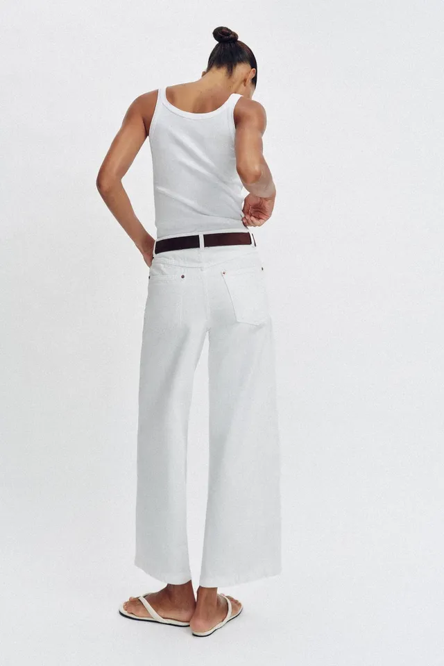 جينز WIDE LEG CROPPED خصر عالٍ بحزام – صورة 6