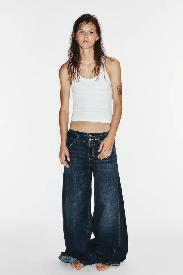 TRF MID-WAIST BELTED PLEATED JEANS