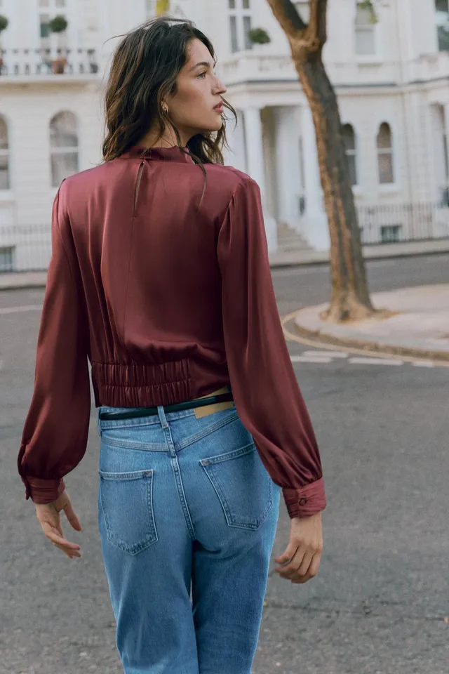 SATIN BLOUSE WITH SHOULDER PADS – image 5