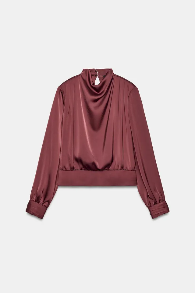 SATIN BLOUSE WITH SHOULDER PADS – image 7