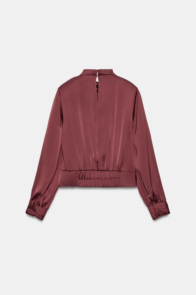 SATIN BLOUSE WITH SHOULDER PADS – image 8