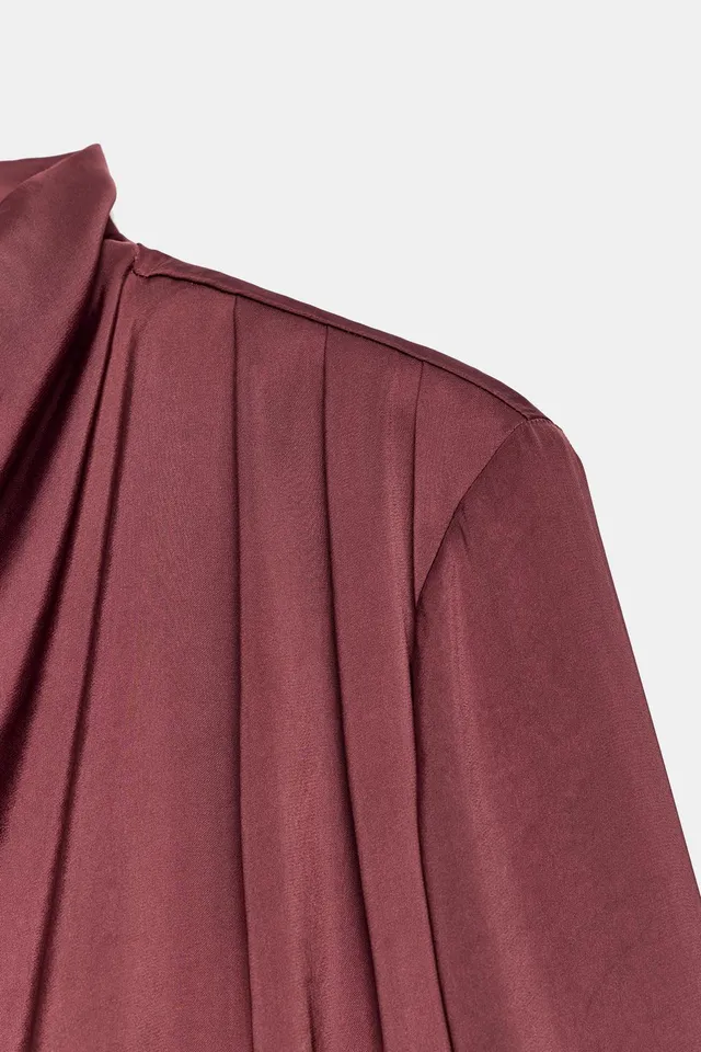 SATIN BLOUSE WITH SHOULDER PADS – image 9