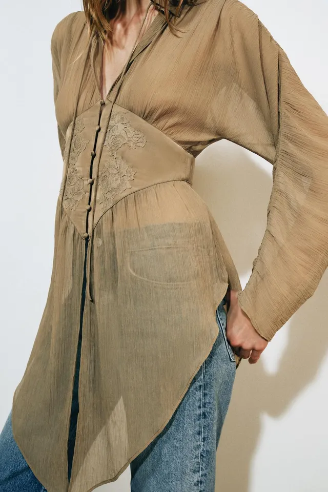 ZW COLLECTION FLOWING LACE SHIRT – image 2