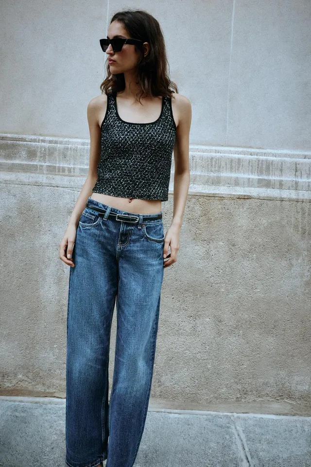 METALLIC THREAD SEQUIN KNIT TOP