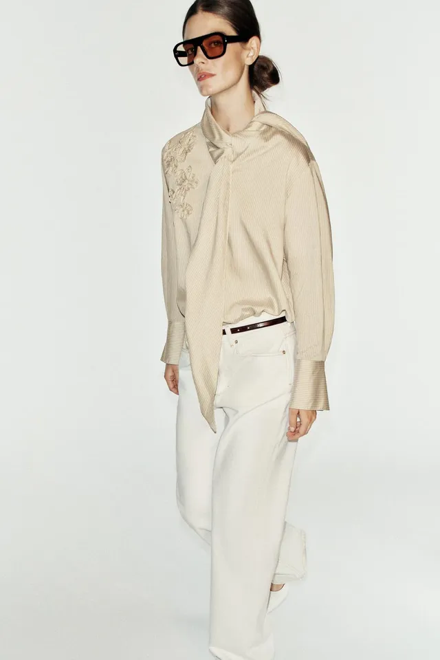 STRIPED SHIRT WITH KNOT – image 4