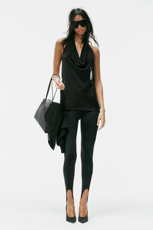 METALLIC THREAD HALTER KNIT TOP – image 7
