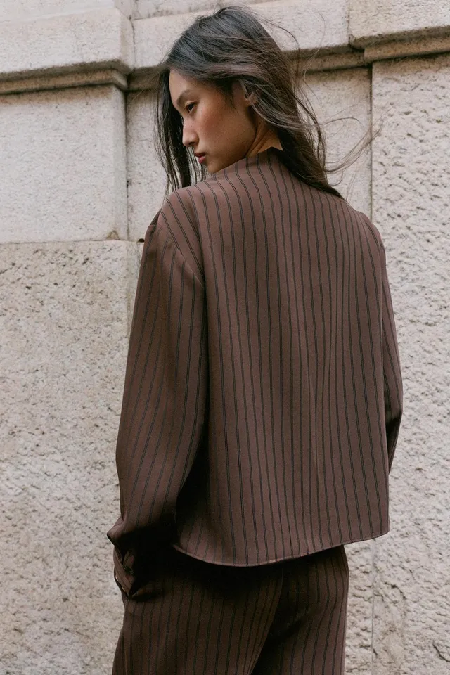 STRIPED CROSSOVER BLOUSE – image 4