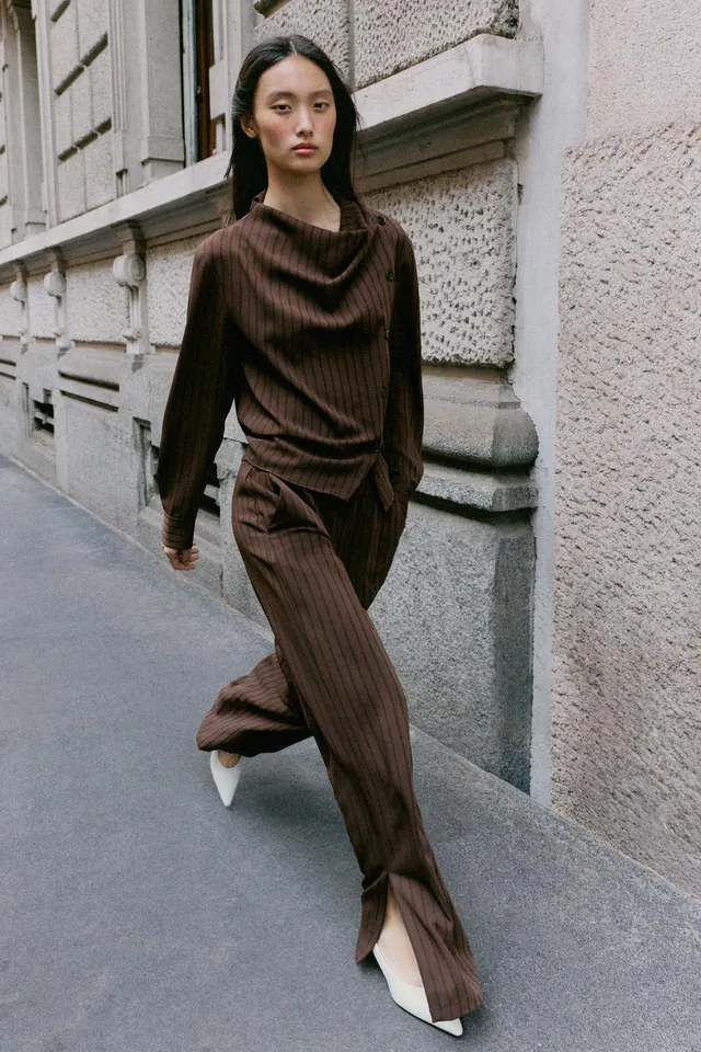 STRIPED CROSSOVER BLOUSE – image 5