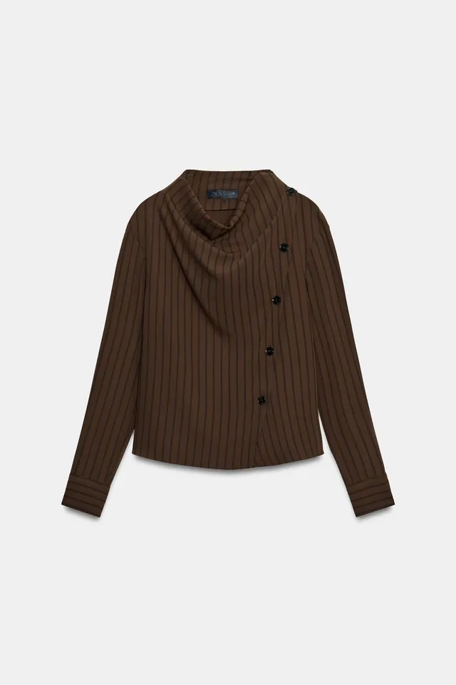 STRIPED CROSSOVER BLOUSE – image 6