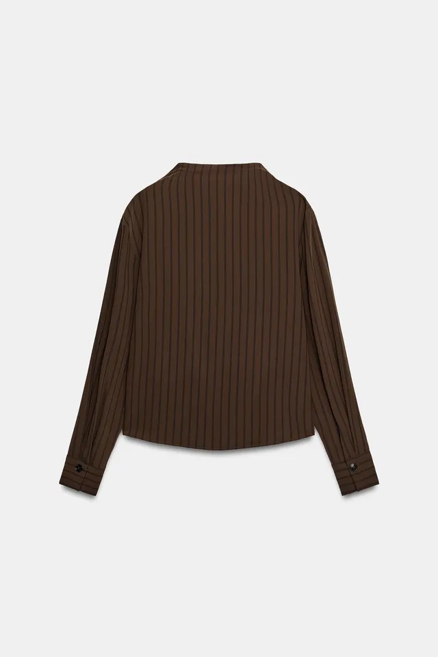 STRIPED CROSSOVER BLOUSE – image 7
