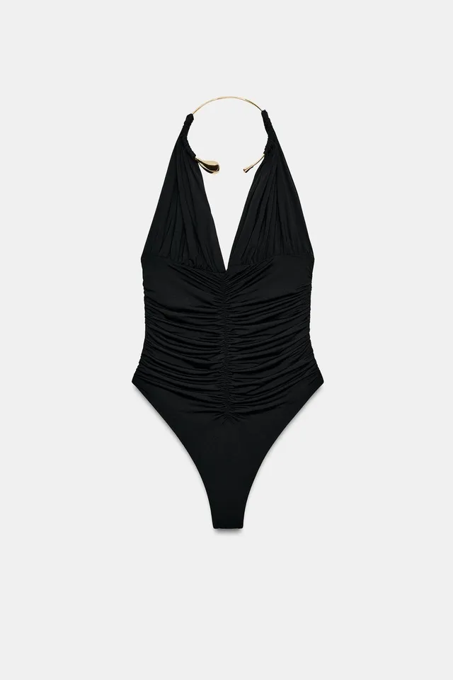 GATHERED CHOKER BODYSUIT