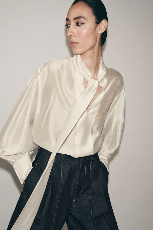 ZW COLLECTION SATIN BLOUSE WITH TIES – image 2