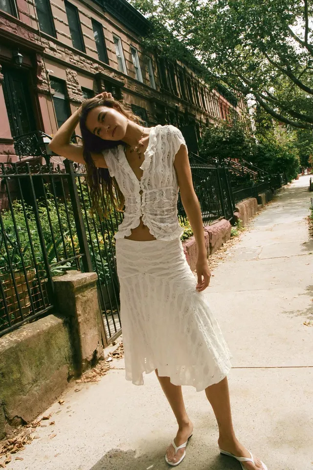 CUTOUT RUFFLED BLOUSE