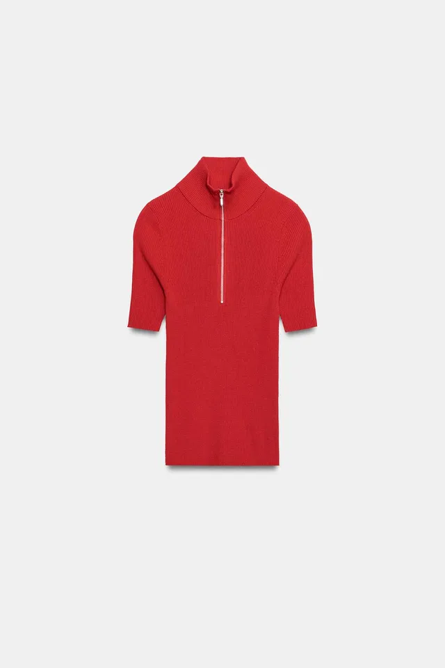 FITTED RIBBED KNIT TOP – image 6
