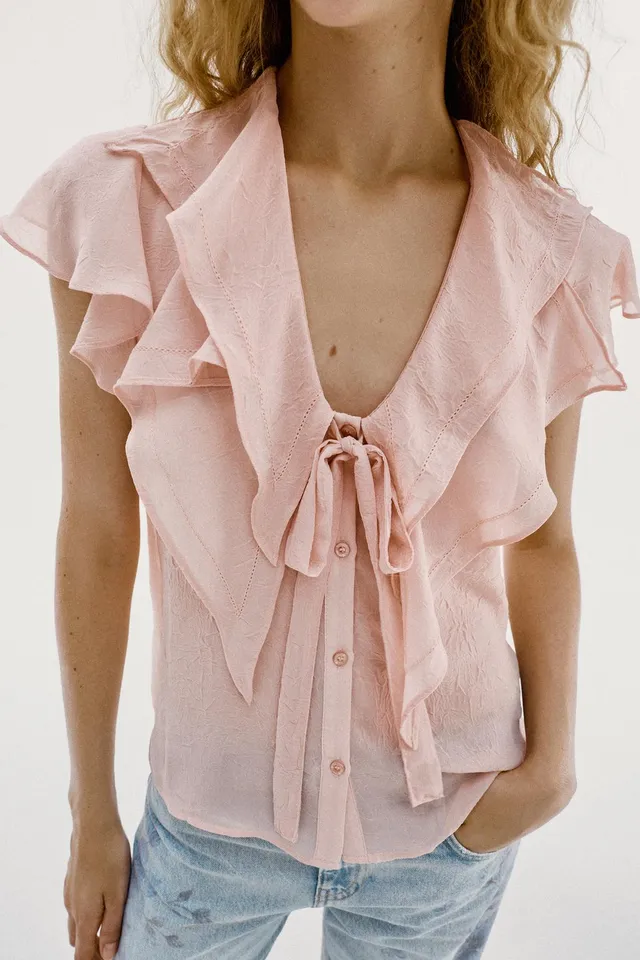 RUFFLED BLOUSE WITH TIE – image 2