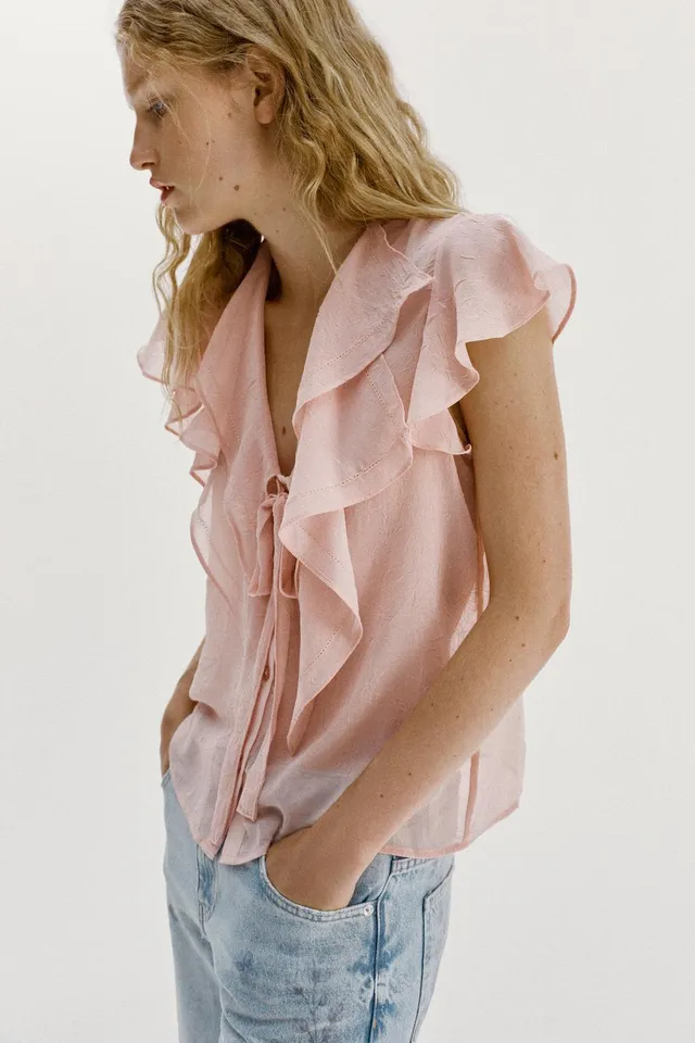 RUFFLED BLOUSE WITH TIE – image 4