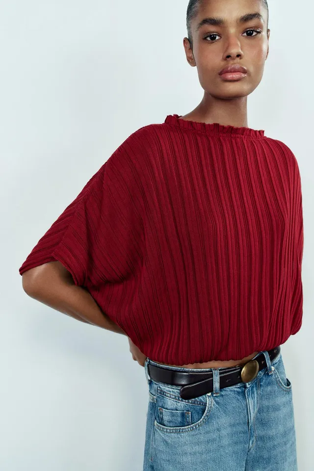 WIDE RIBBED KNIT TOP – image 2