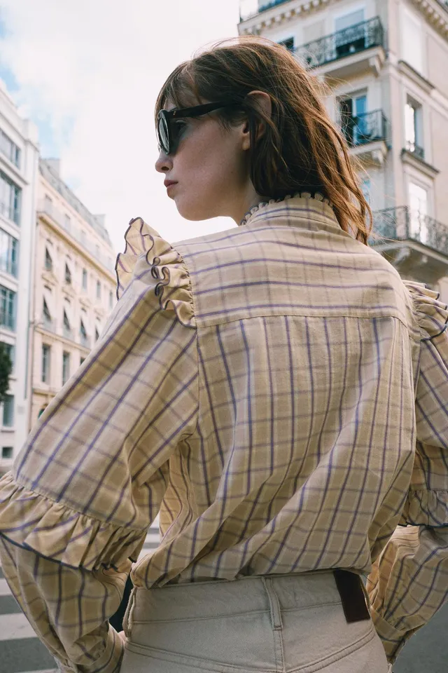 CHECK RUFFLE BLOUSE – image 5