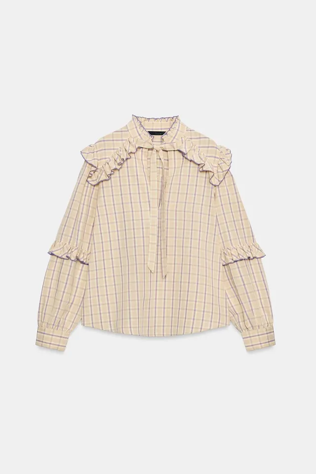 CHECK RUFFLE BLOUSE – image 7