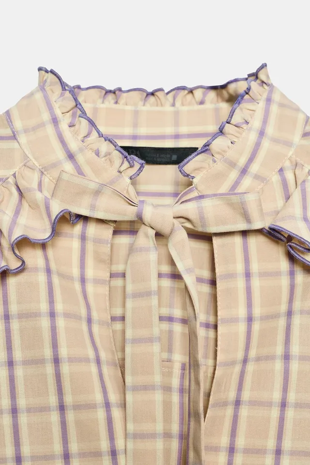 CHECK RUFFLE BLOUSE – image 9