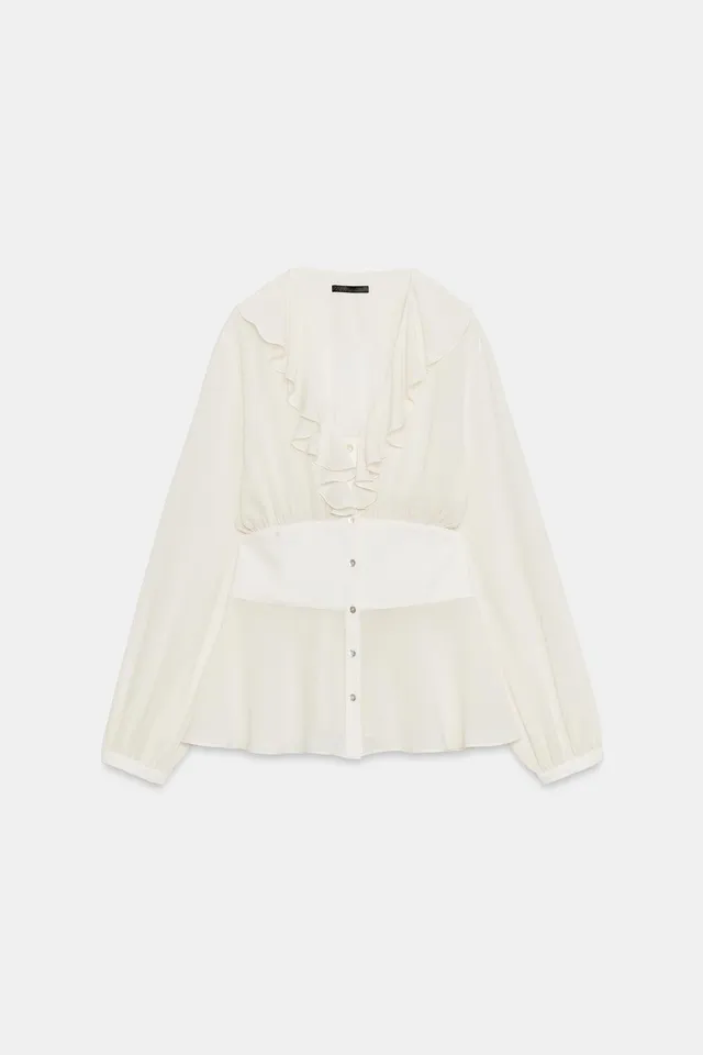 RUFFLED BLOUSE WITH FITTED WAIST – image 2