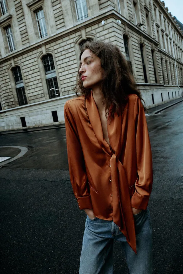 SATIN BOW BLOUSE – image 3