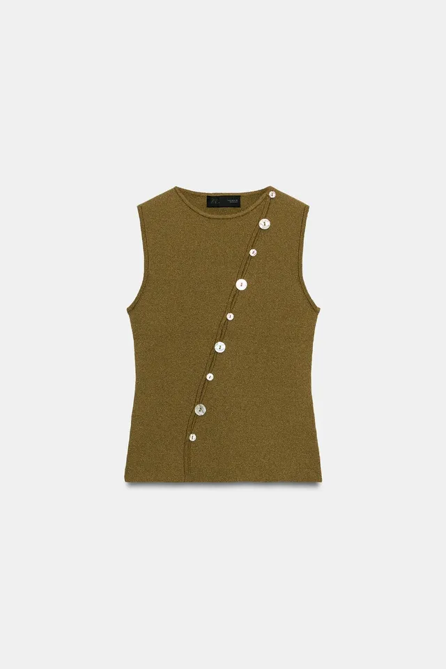 ASYMMETRIC BUTTONED KNIT TOP – image 7