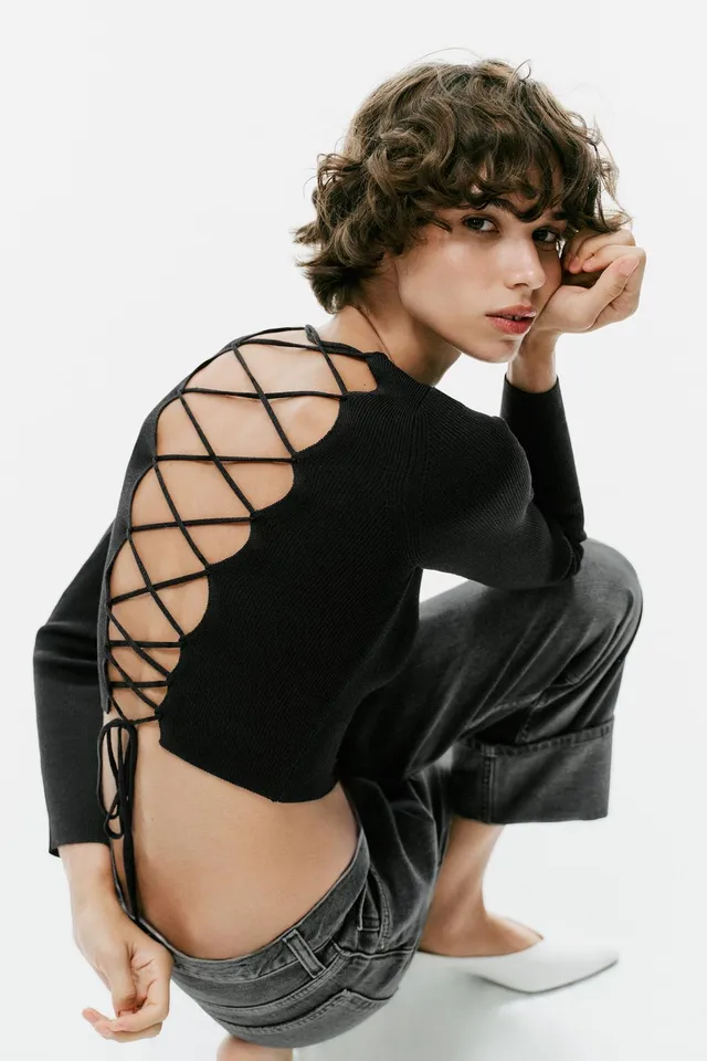 CROSSOVER BACK KNIT TOP – image 3